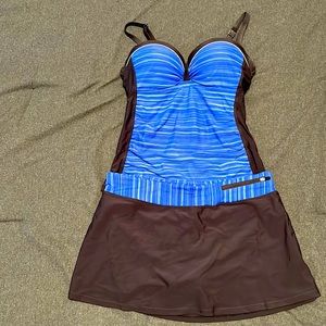 2 piece skirted tankini bathing suit